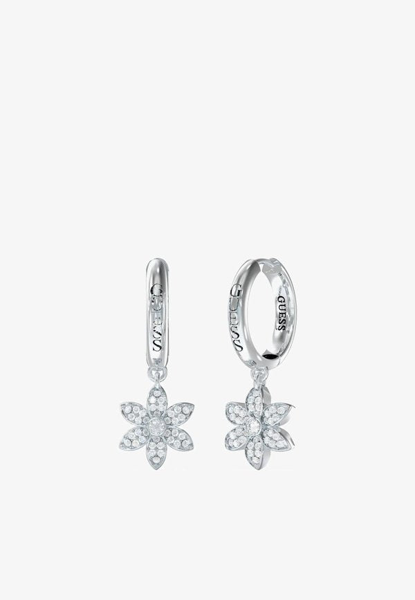 Guess GUESS EARRINGS WHITE LOTUS - Earrings - silver coloured
