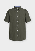 TOM TAILOR STRUCTURED SHIRT - Shirt - deep leaf green dot structure