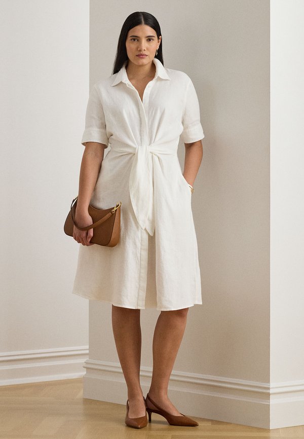 Lauren Ralph Lauren Woman TIE FRONT LINEN SHIRTDRESS