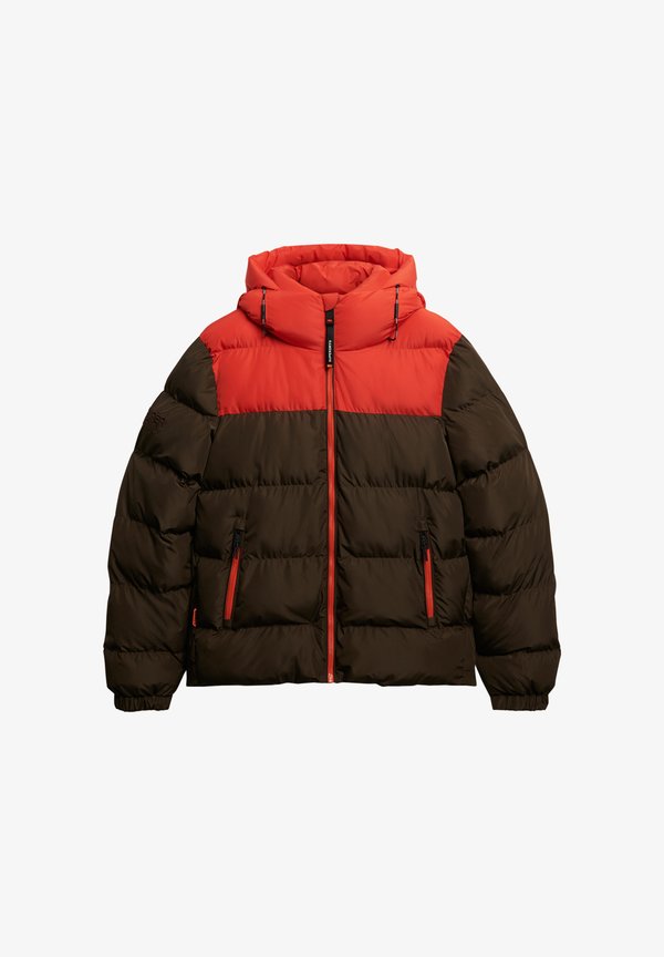 Superdry & Co BLOCK HOODED PUFFER - Winter jacket - slate brown