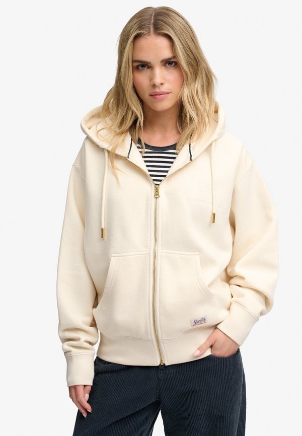 Superdry & Co SUPERDRY LUXE CASUAL ZIP HOODIE.. - Zip-up sweatshirt - desert bone off white