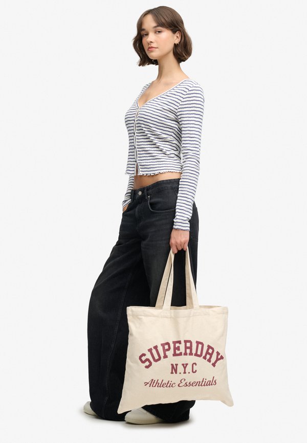 Superdry & Co Tote bag - natural brown bordeaux red