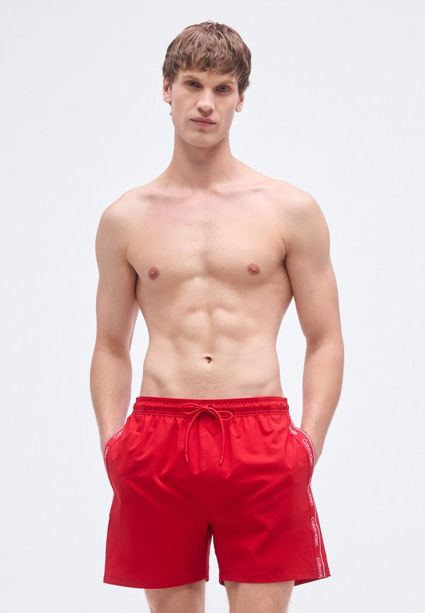Calvin Klein Swimwear MEDIUM DRAWSTRING CORE LOGO TAPE - Swimming shorts - red gala