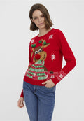 Vero Moda VMNEWFROSTYDEER O NECK XMAS - Jumper - chinese red