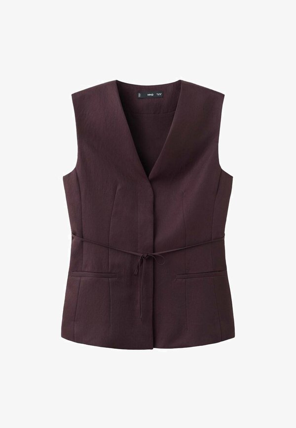 Mango Waistcoat - burgundy