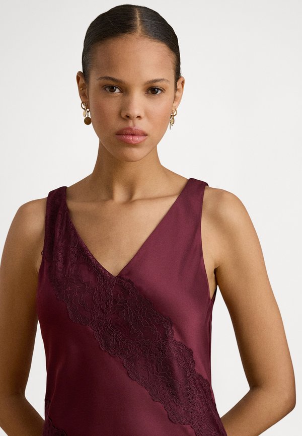 Lauren Ralph Lauren LACE-TRIM CHARMEUSE COCKTAIL DRESS