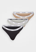 Calvin Klein Underwear THONG LOGO ICON 3 PACK  - Thong - black/grey heather/café fun
