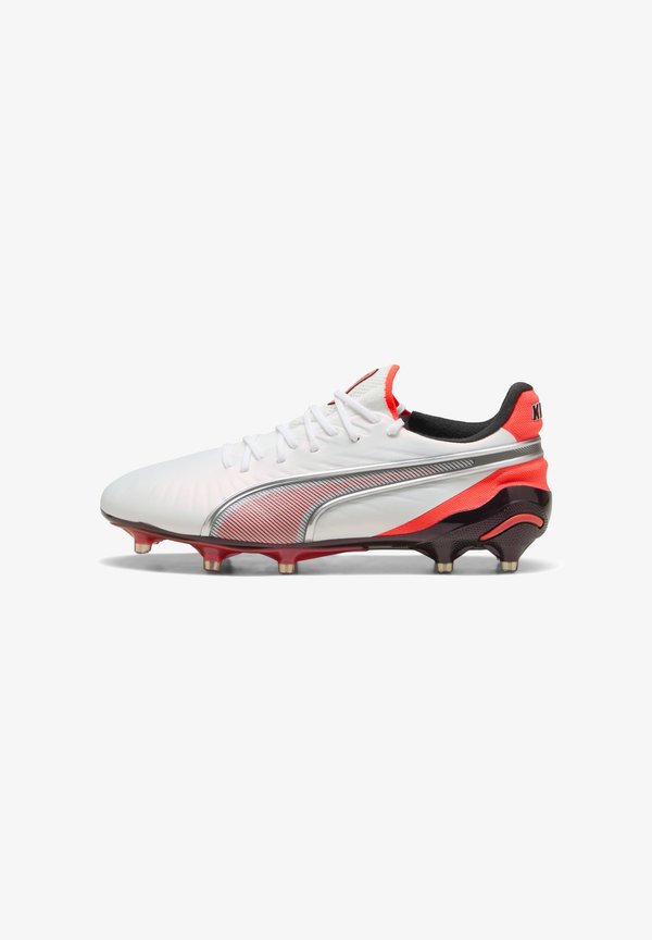 Puma KING ULTIMATE FG/AG - Firm-ground football boots - white/silver/glowing red/black