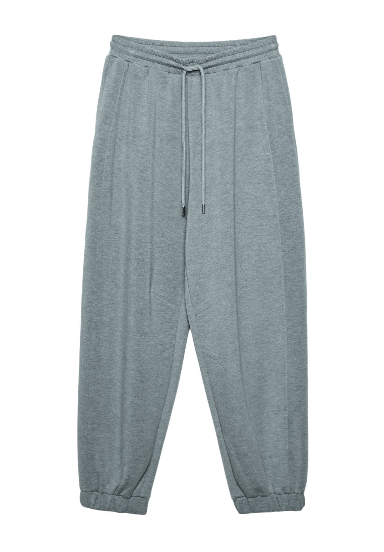 Graue Jogginghose aus weichem Material, mit elastischem Bund und Kordelzug, verengten Bündchen und seitlichen Eingrifftaschen.