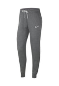 Graue Baumwoll-Jogginghosen mit schmal zulaufendem Bein, elastischem Bund und weißem Kordelzug. Mit kleinem weißem Nike-Logo auf dem linken Oberschenkel.