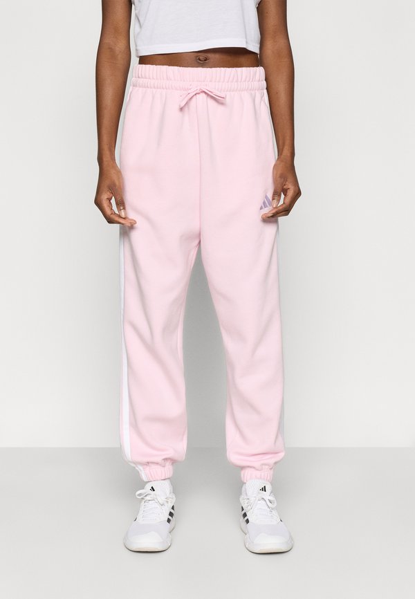 adidas Sportswear ESSENTIALS 3 STRIPES LOOSE PANTS - Tracksuit bottoms - clear pink/white