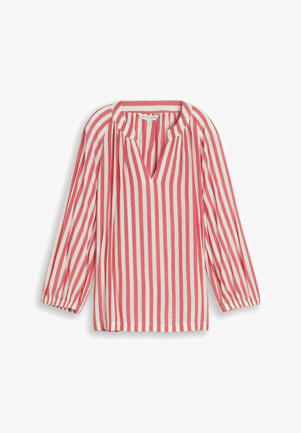 TOM TAILOR TUNIKA BLUSE MIT STREIFEN - Blouse - soft scarlet red stripe