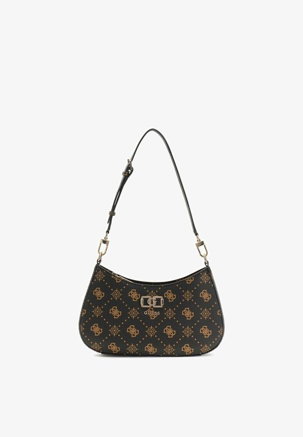 Guess EMELIE LOGO TOP ZIP SHOULDER  - Handbag - espresso logo