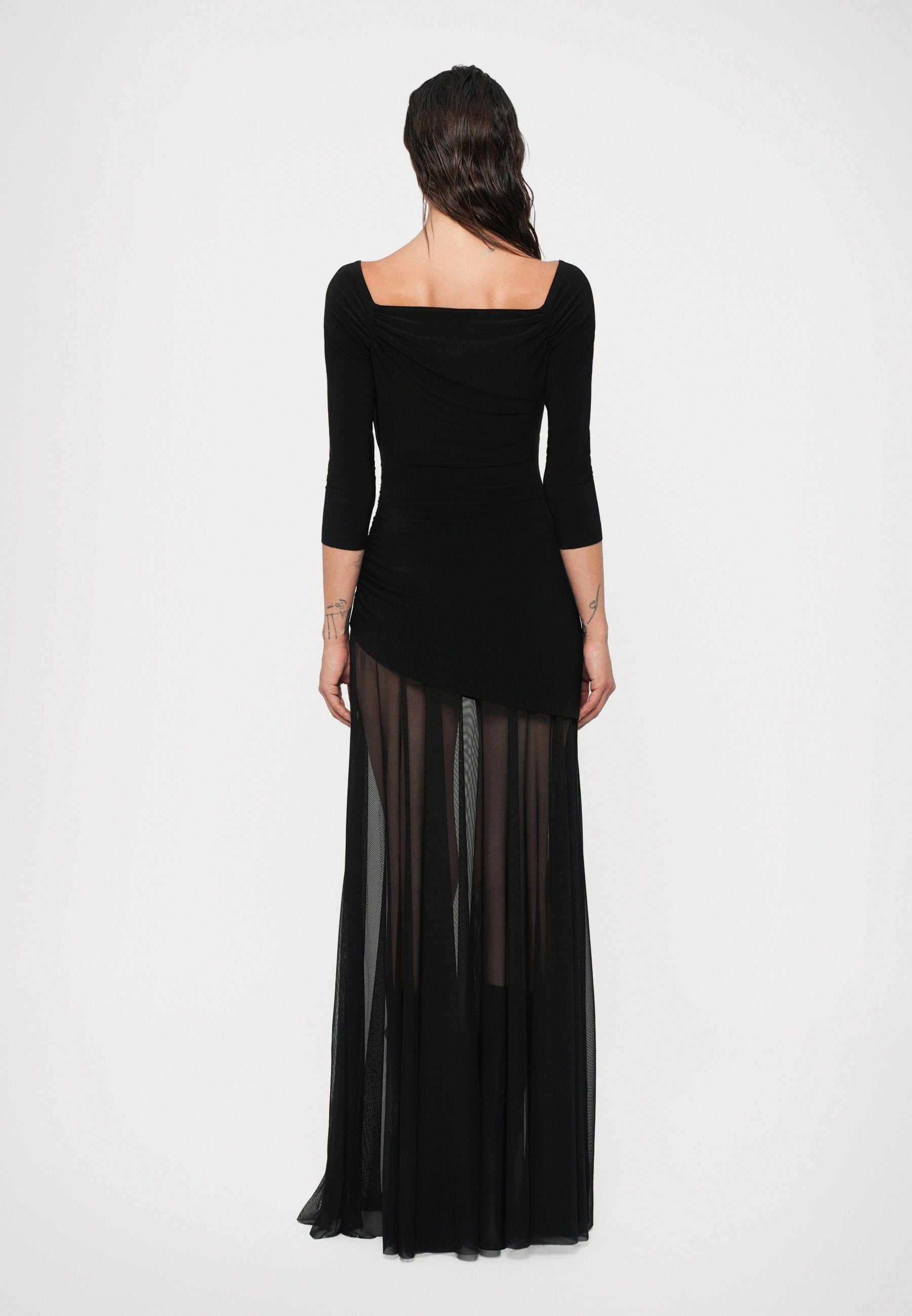 Norma Kamali OFF SHOULDER SWEETHEART COMBO FLARED GOWN