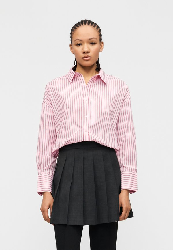 ONLY ONLOREGON ALVA LS REG SHIRT NOOS WVN - Button-down blouse - fuchsia pink/bordeaux/white