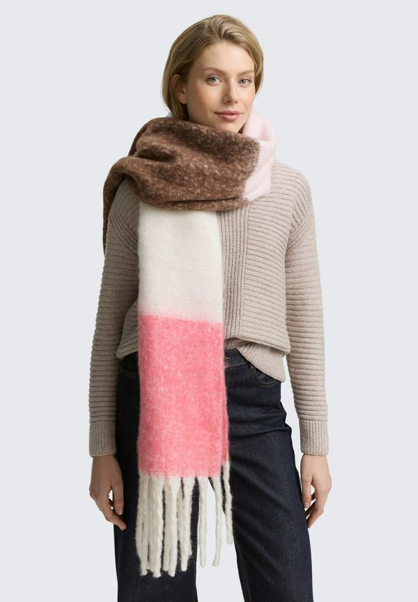 TOM TAILOR MIT STREIFENMUSTER - Scarf - pink blue offwhite stripe