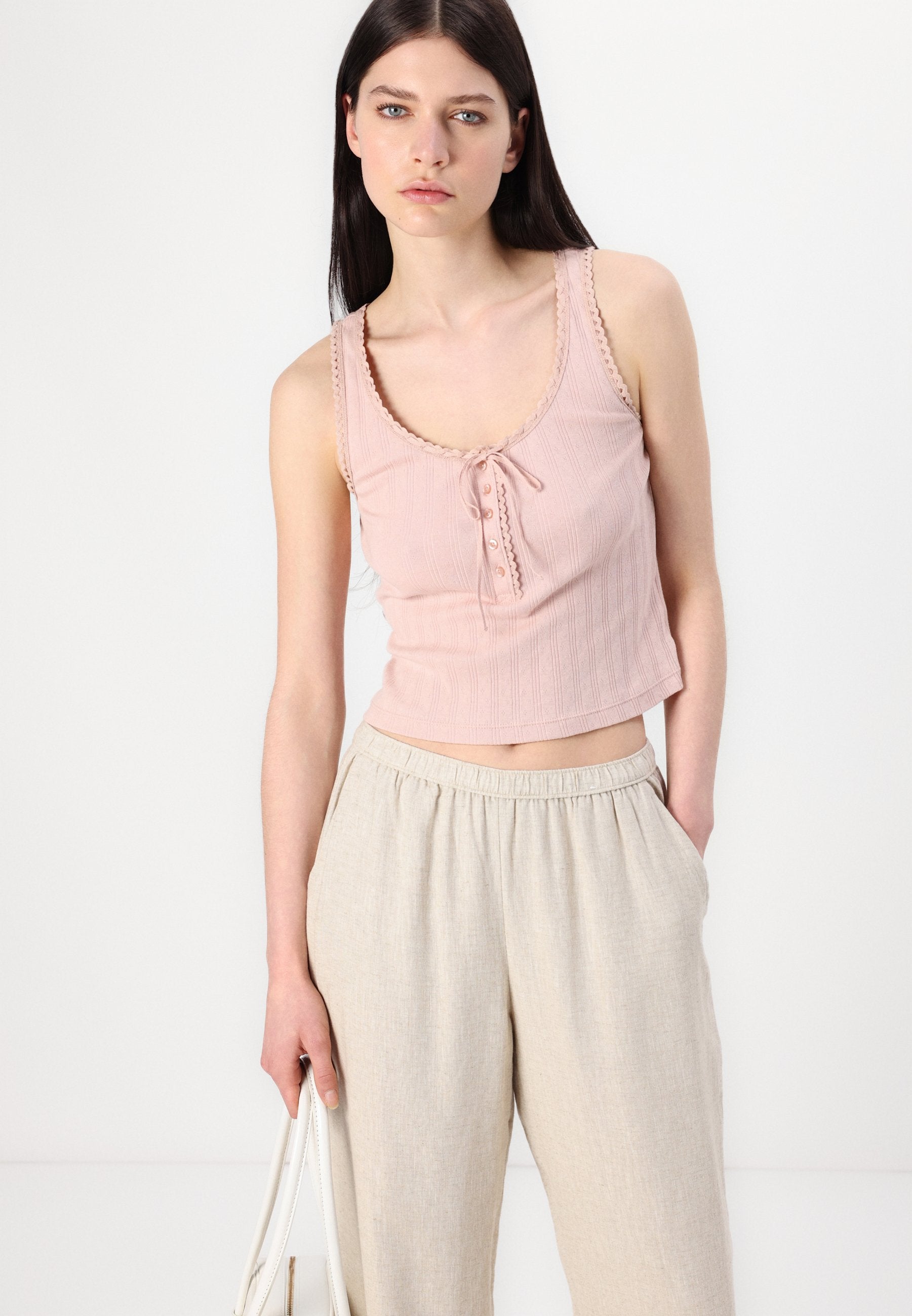 Abercrombie & Fitch Straight Linen-Blend Pull-On Pant