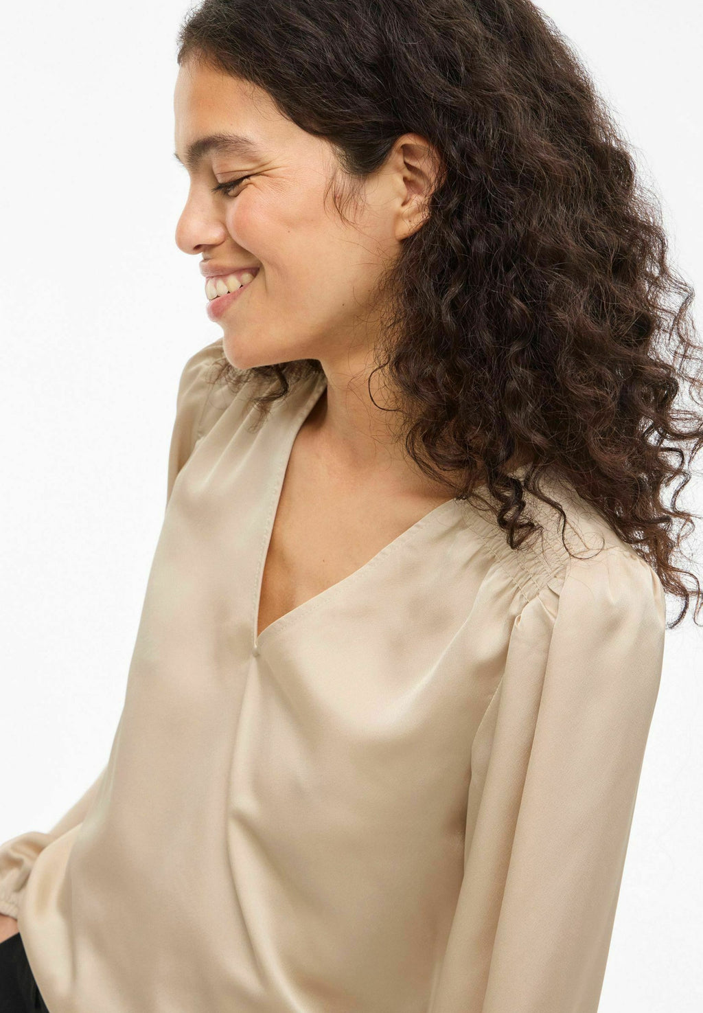 VILA VIELLETTE L/S SMOCK SATIN TOP - NOOS