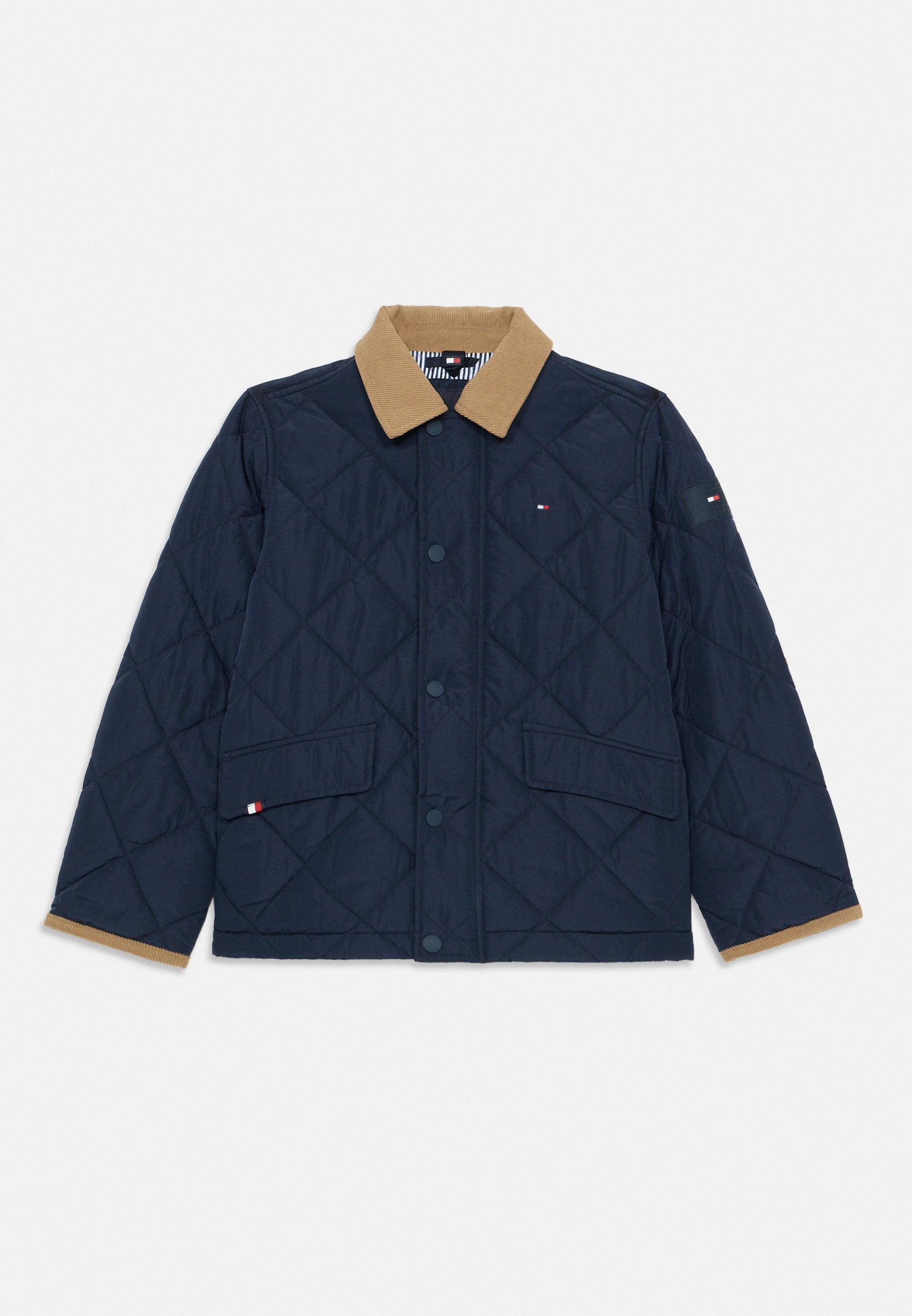 CONTRAST COLLAR QUILTED JACKET Media 1