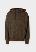 YOURTURN UNISEX RELAXED FIT LEO PRINT ZIP-UP HOODIE