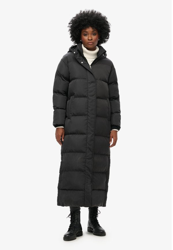 Superdry & Co MAXI HOODED PUFFER - Winter coat - black