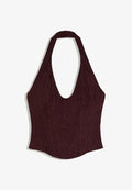 Bershka HALTER WITH LACE - CORSET TOP - Blouse - bordeaux