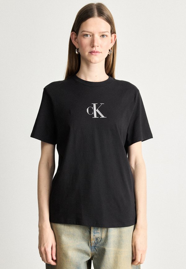 Calvin Klein Jeans CLASSIC FOIL TEE - Print T-shirt - black/silver-coloured