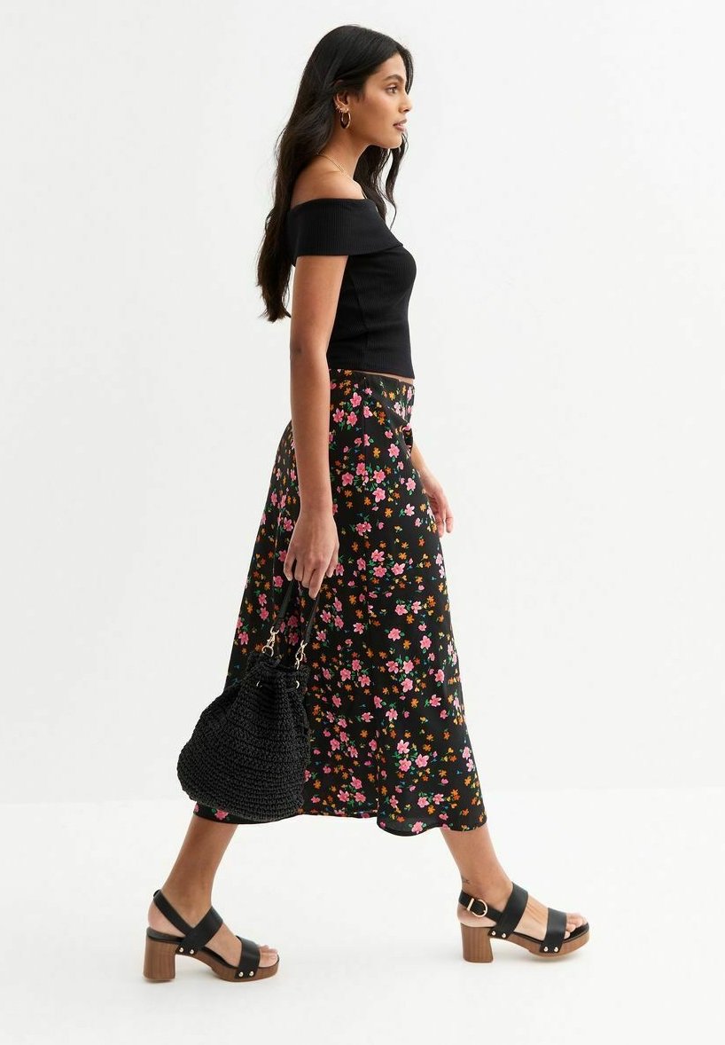 New Look FLORAL PRINT BIAS CUT MIDI