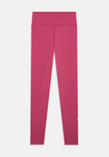 Pinkfarbene Leggings aus dehnbarem Stoff mit einem hohen Bund, glatter Textur und einer figurschmeichelnden Silhouette ohne sichtbare Muster oder Beschläge.