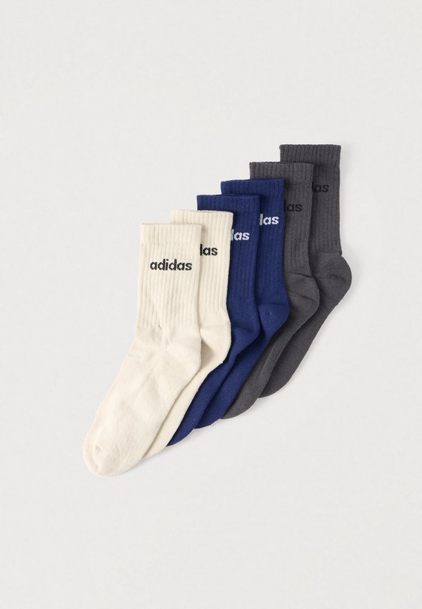adidas Performance LINEAR CREW CUSHIONED 6 PAIR PACK - Sports socks - alumina-coloured/dark blue/grey