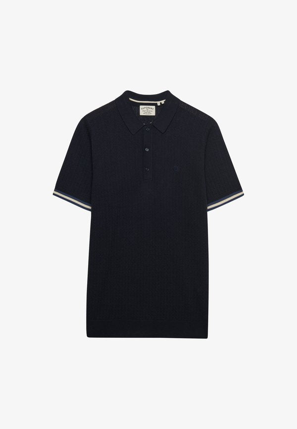 Superdry & Co TEXTURE SHORT SLEEVE - Polo shirt - classic navy stag