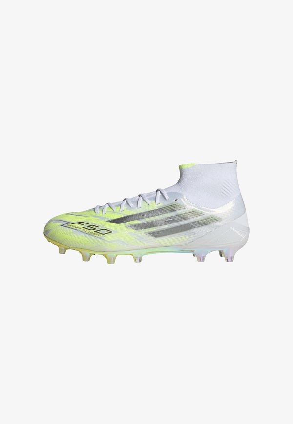 adidas Performance F50 SPARKFUSION ELITE MID CUT  - Football boots artificial grass - cloud white   iron metallic   hi-res yellow