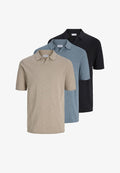 Jack & Jones JJKANE SPLIT NECK 3 PACK - Polo shirt - string/blue mirage/black