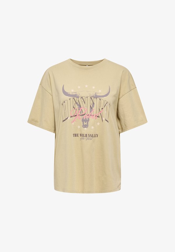 ONLY ONLMILA - Print T-shirt - pale khaki