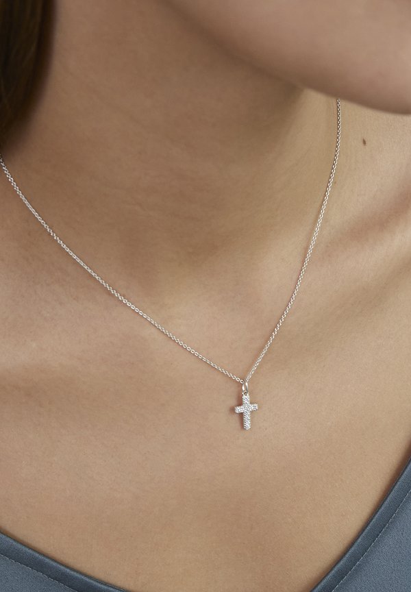 s.Oliver SPARKLE CROSS - Necklace - silver-coloured