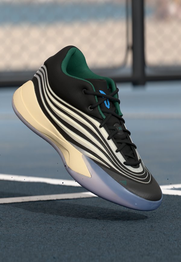 adidas Performance DAME X UNISEX - Basketball shoes - core black/warm vanilla/collegiate green