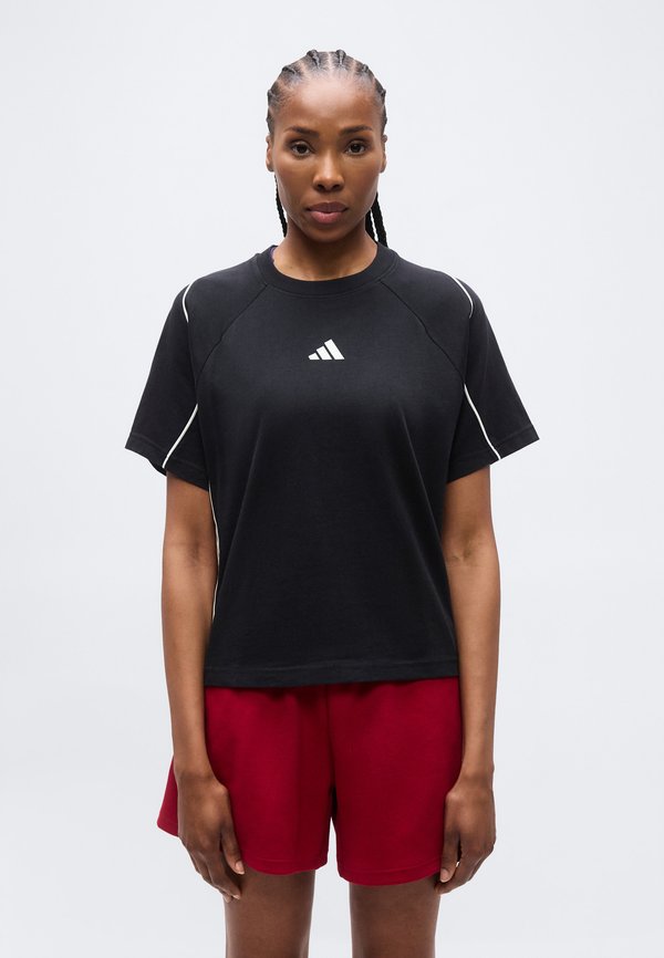 adidas Sportswear STADIUM 3 STRIPES - Basic T-shirt - black/off white