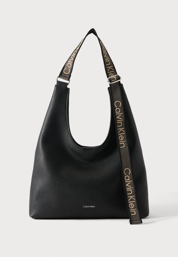 Calvin Klein WEBBING STRAP LARGE SHOULDER - Handbag - black
