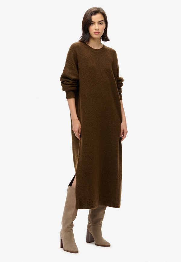 Superdry & Co SLOUCH MIDI - Jumper dress - dark brown twist