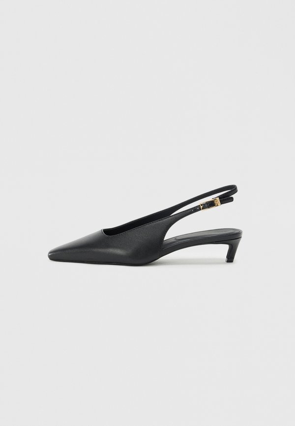 Tommy Hilfiger TH MONOGRAM LEATHER SLINGBACK KITTEN HEELS - Classic heels - black