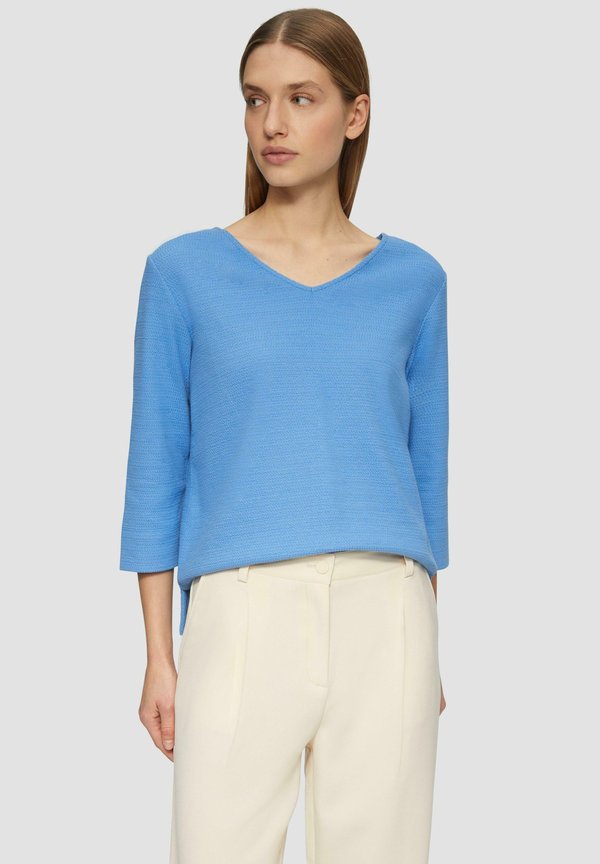 s.Oliver STRUKTURIERTES MIT V-AUSSCHNITT UND 3/4-ÄRMELN - Sweatshirt - royalblau