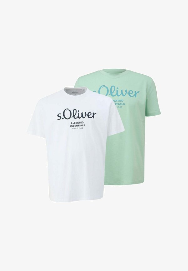 s.Oliver RUNDHALS KURZARM MODERN LOGO 2ER PACK - Print T-shirt - mint/weiß
