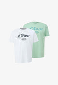 s.Oliver RUNDHALS KURZARM MODERN LOGO 2ER PACK - Print T-shirt - mint/weiß