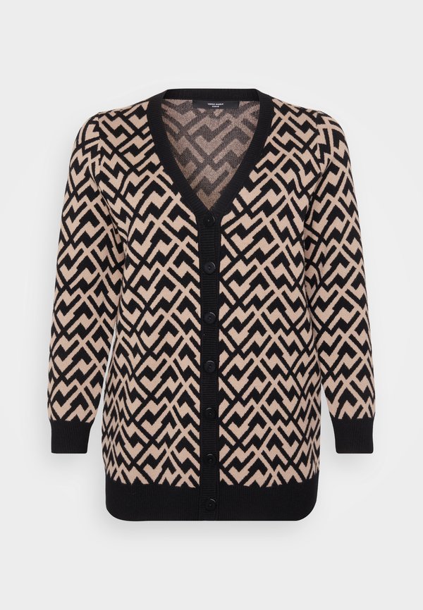 Vero Moda Curve VMCARIA ART V NECK - Cardigan - black/silver mink