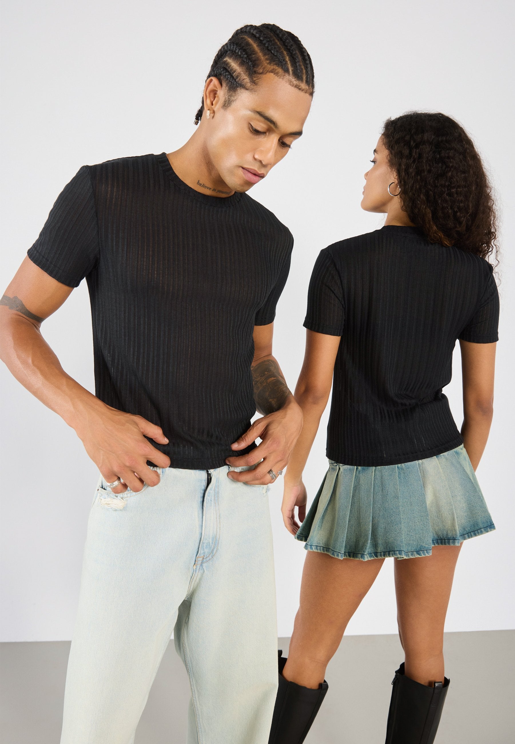 YOURTURN SHEER RIB T SHIRT UNISEX