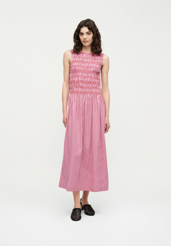 Tommy Hilfiger SMOCKING STRIPE MIDI  - Day dress - pink