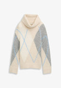 TOM TAILOR Jumper - beige grey argyle knit design