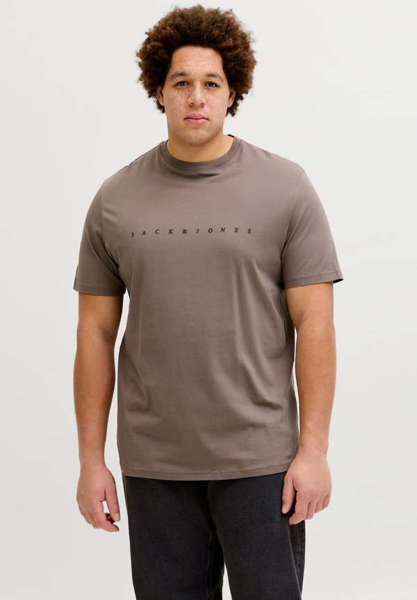 Jack & Jones Plus Size Logo - Print T-shirt - dark brown