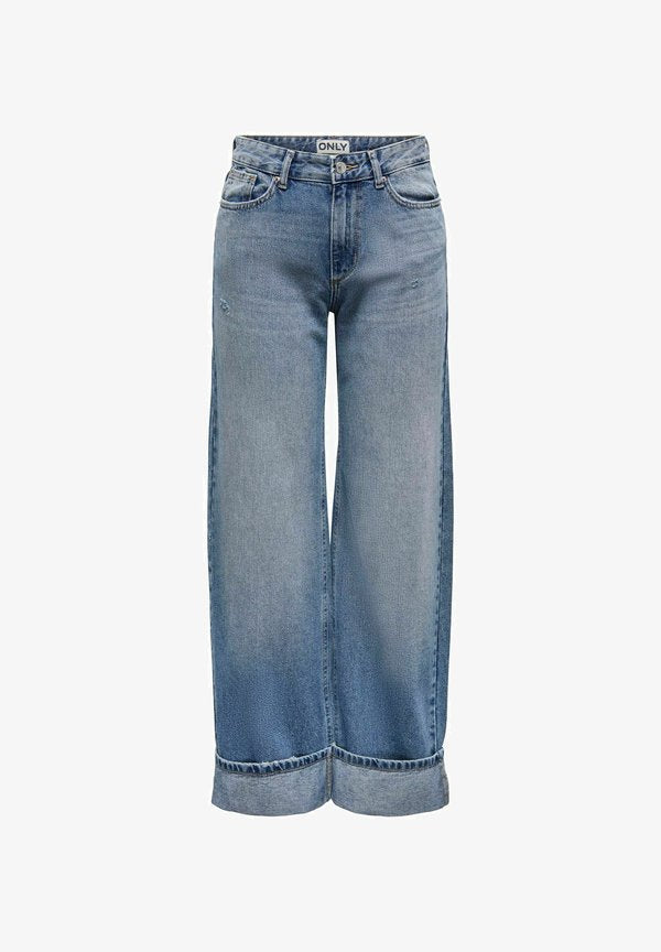 ONLY Wide-fit ONLELLA Mid waist Wide Leg Fit - Relaxed fit jeans - medium blue denim