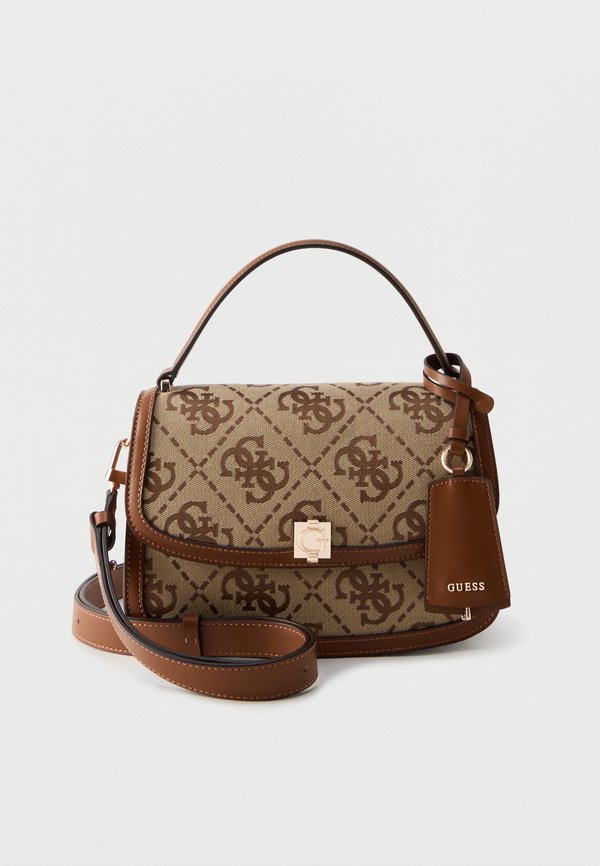 Guess AUDREY LOGO FLAP - Handbag - latte